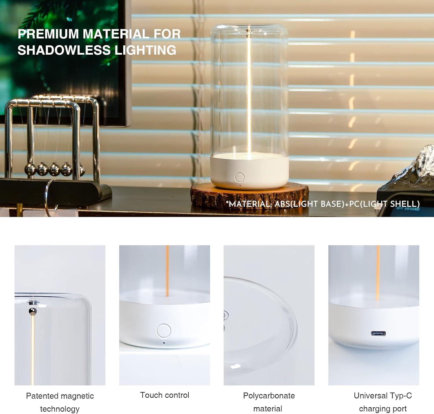 Rechargeable Minimalist LED Table Lamp - Portable, Cordless Night Light for Bedroom, Nursery, Desk - Mood Lighting, Unique Gift Idea FJORD