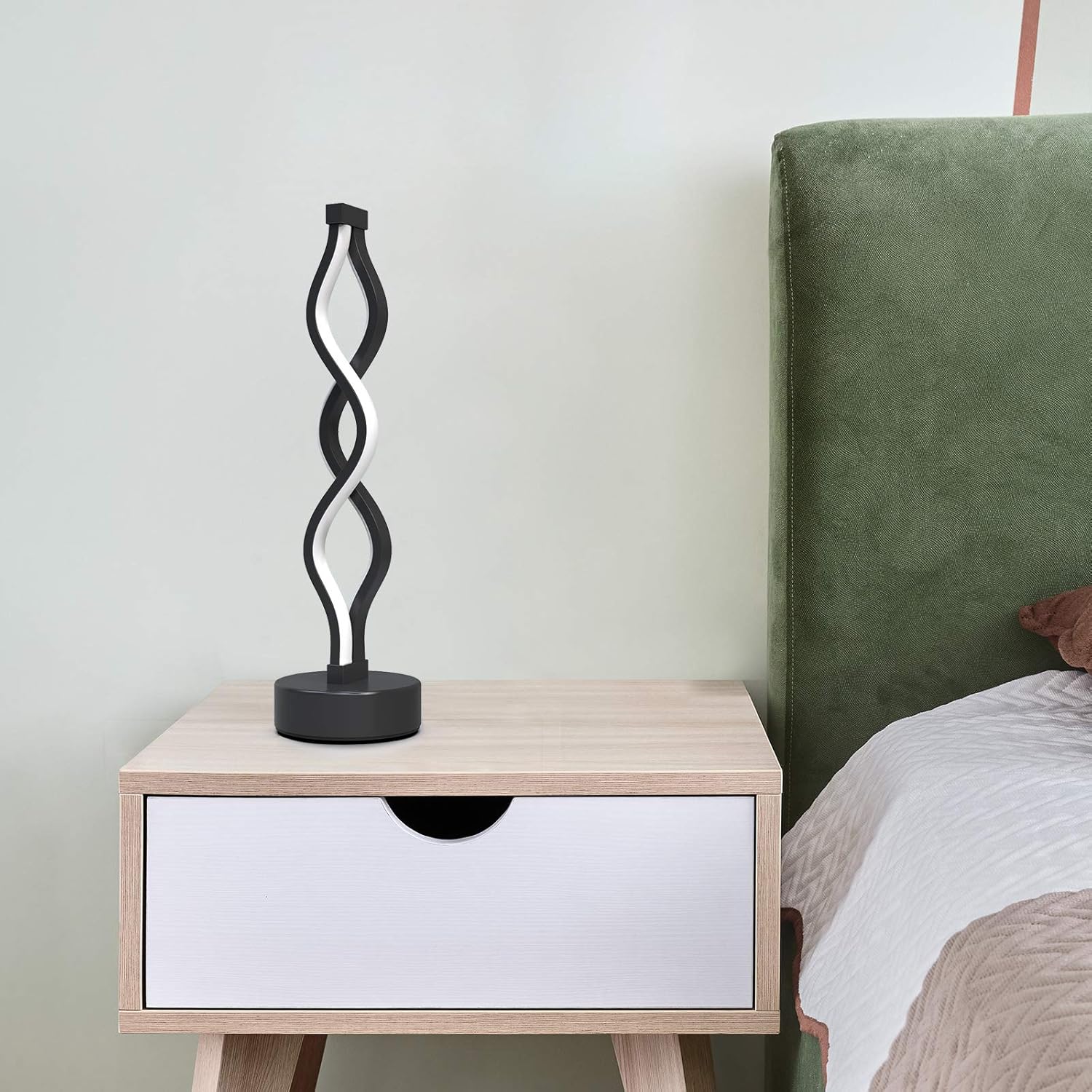 Modern Spiral LED Table Lamp | Touch Control, Dimmable | 3-Color Modes | Bedroom, Office, Living Room Decor FJORD