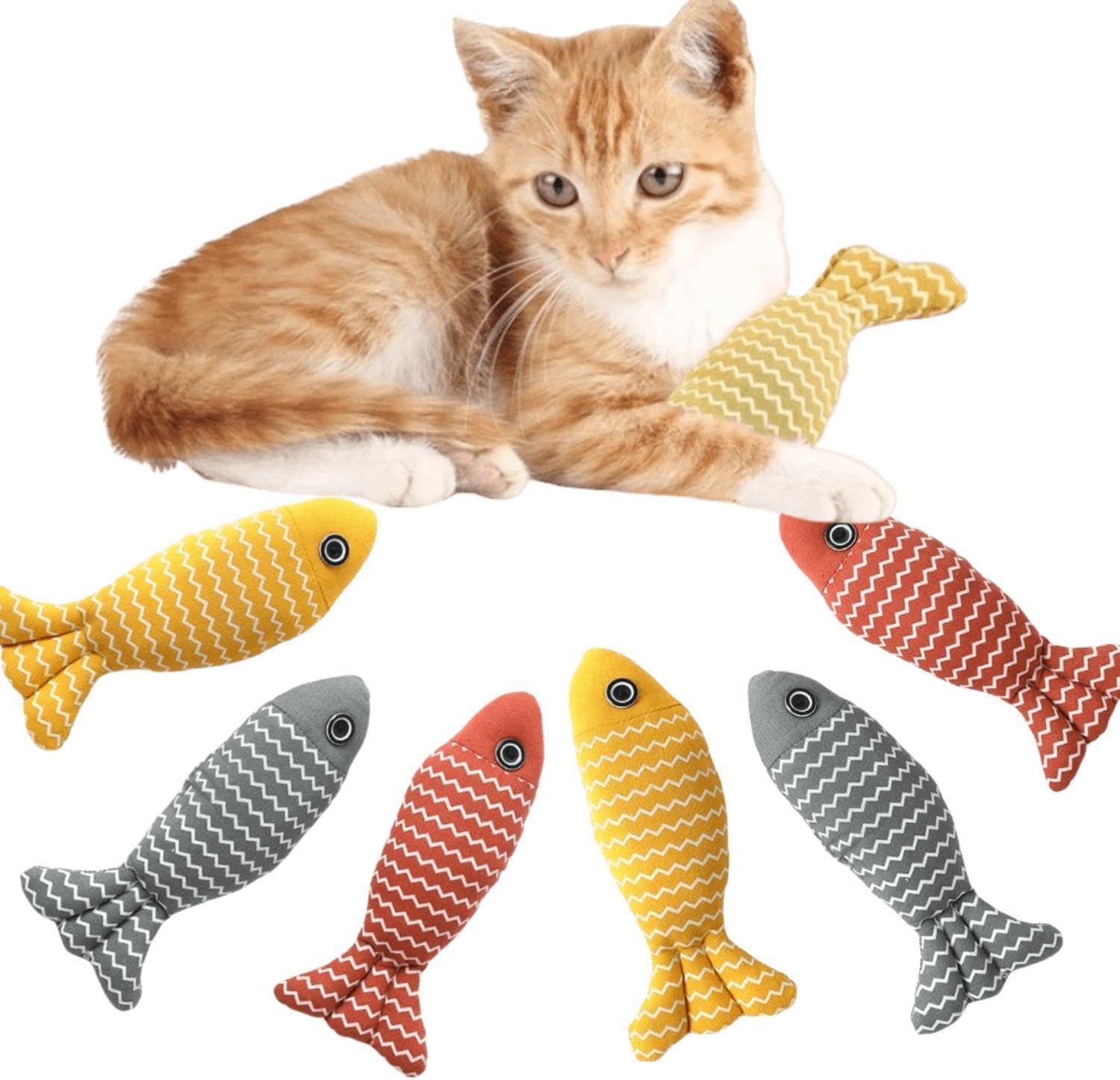 6 Pack Plush Cat Chew Toys – Durable, Interactive & Catnip-Infused FJORD