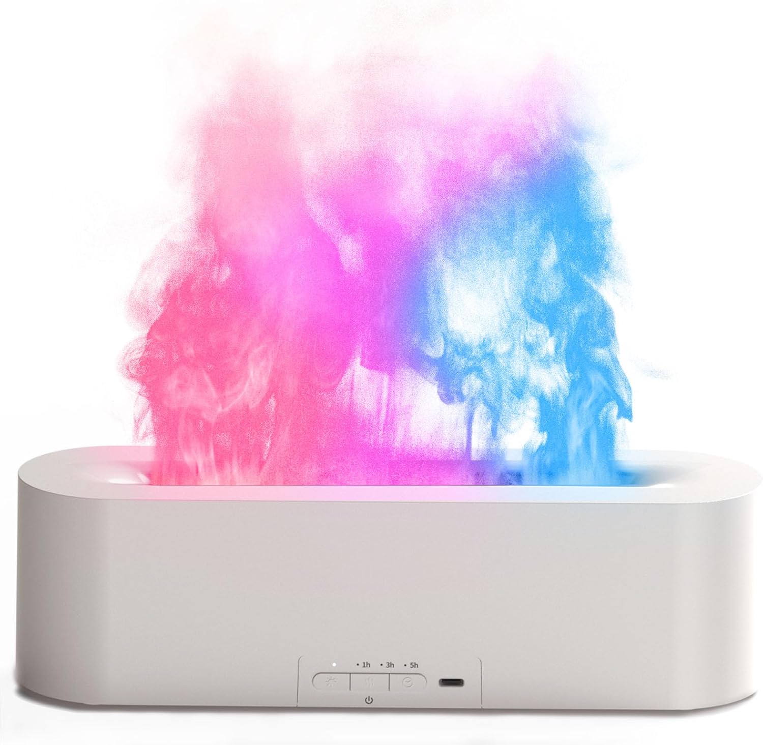 USB Aromatherapy Flame Humidifier - 7 Color LED, Quiet Essential Oil Diffuser for Bedroom & Office, Auto-Off, Adjustable Mist, 180mL Capacity FJORD