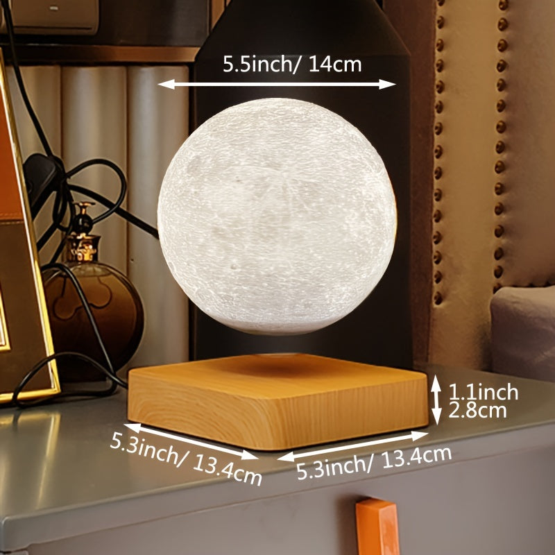 Levitating Moon Lamp - Wireless Magnetic Floating LED Light, Rotating Table Lamp with 3 Lighting Modes for Home, Office, and Bedroom Décor FJORD