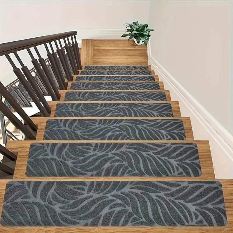 15 Pack Non-Slip Stair Treads 8"x30" Self-Adhesive, Washable Polyester Mats for Safe & Quiet Stairs - Ideal for Wood, Tile, Marble, Kids, and Pets