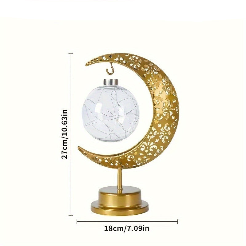 LED Star & Moon Lamp | Battery-Powered Yellow Light | Festive Bedroom Ambiance & Decor FJORD