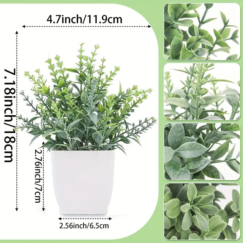 6 Pack Small Artificial Plants | Faux Potted Plants for Indoor Decor FJORD