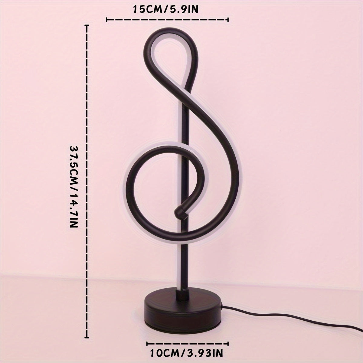 Modern Creative Treble Clef Table Lamp | Adjustable 3-Color LED Desk Light with USB Power | Nightlight for Bedroom, Living Room, Reading, Bar & Café FJORD