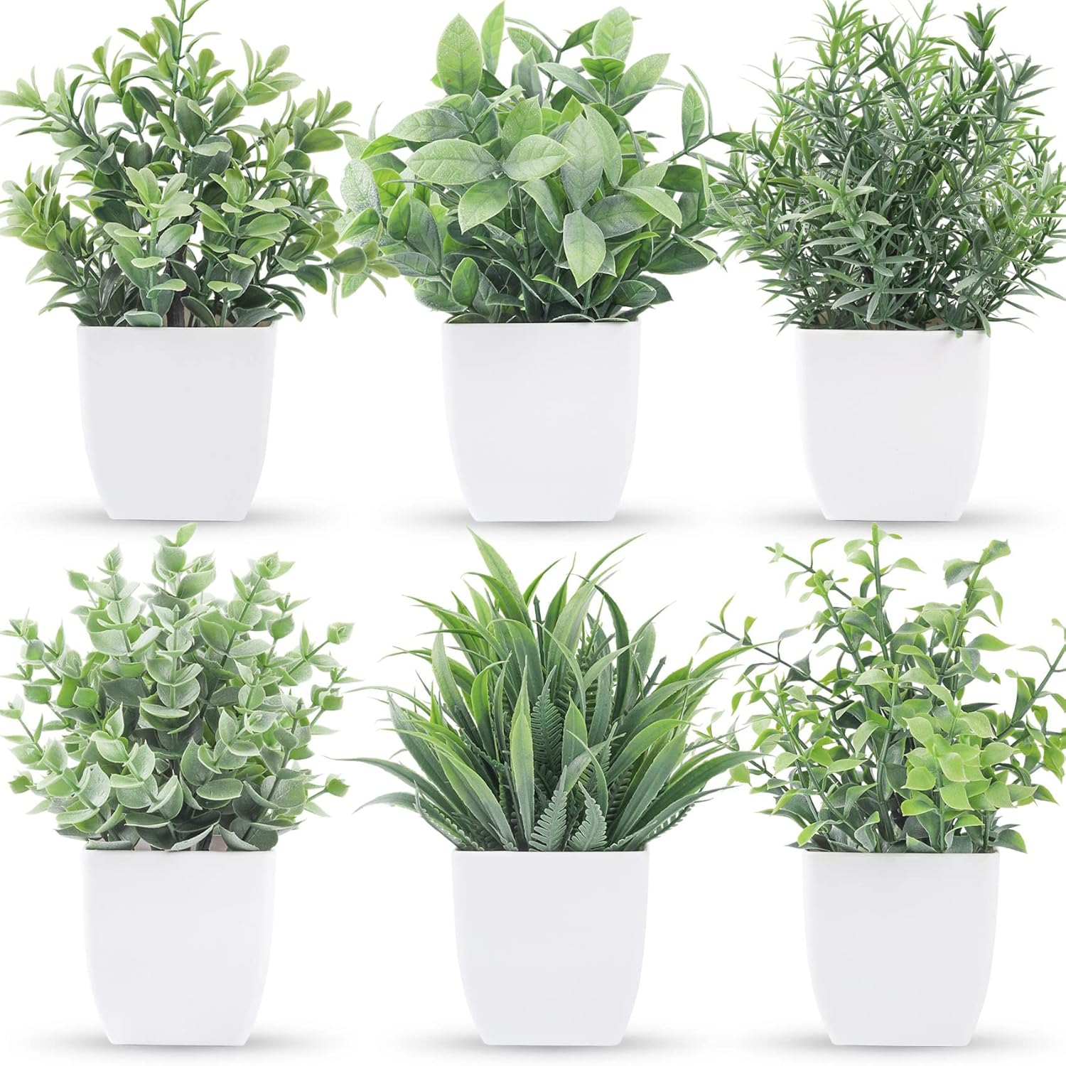 6 Pack Small Artificial Plants | Faux Potted Plants for Indoor Decor FJORD