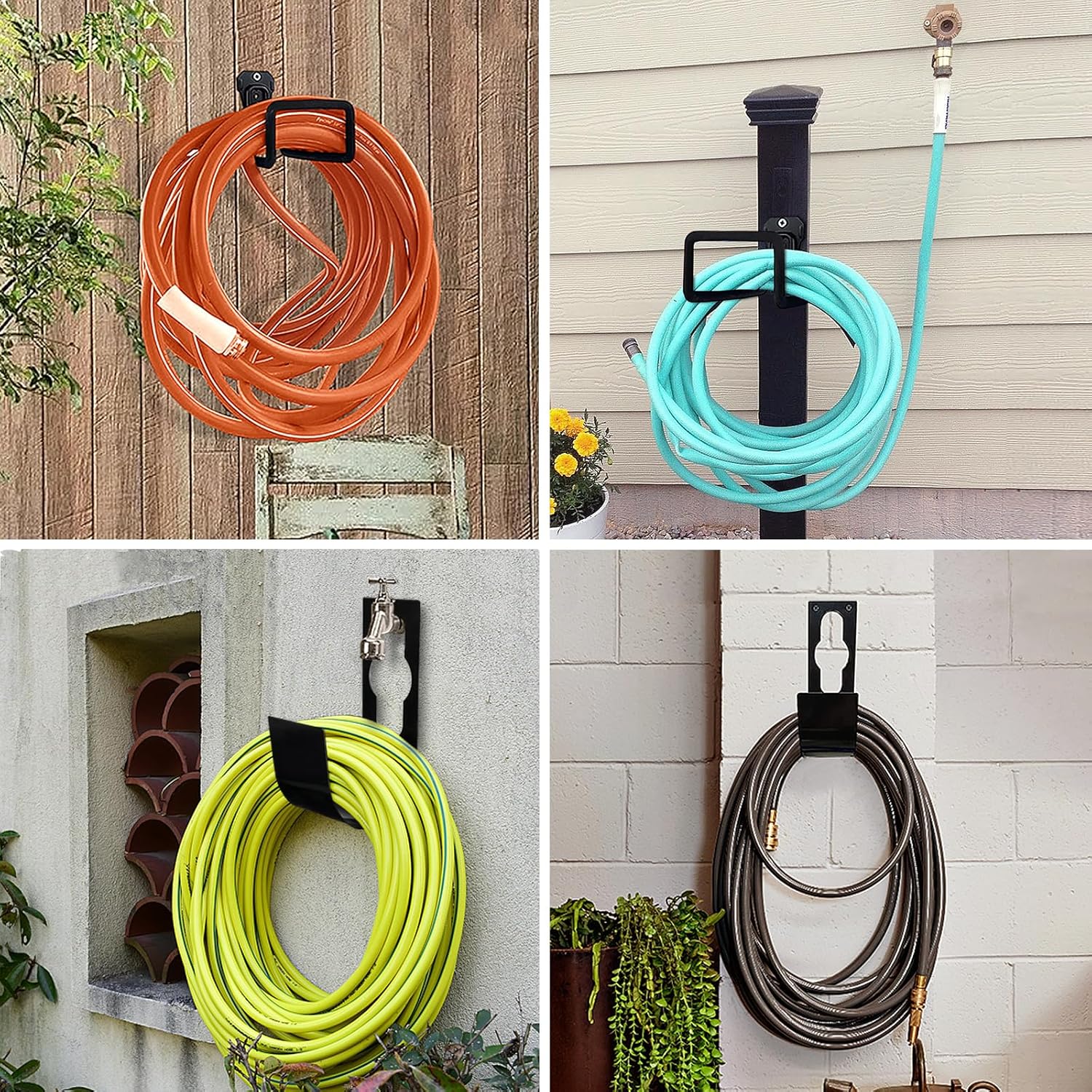 Heavy-Duty Garden Hose Holder - Rust-Resistant Wall-Mount Storage Rack, Durable and Easy Install for Outdoor/Indoor Hose Organization - Includes Screws, Space-Saving Solution for Yard, Garage & Garden FJORD