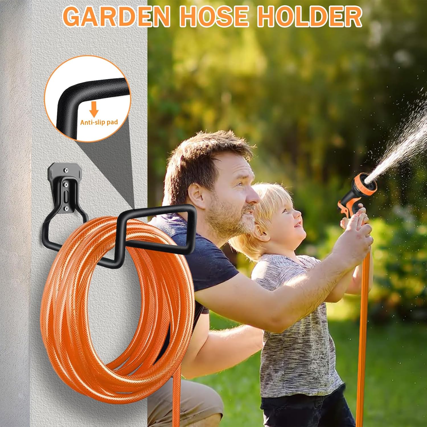 Heavy-Duty Garden Hose Holder - Rust-Resistant Wall-Mount Storage Rack, Durable and Easy Install for Outdoor/Indoor Hose Organization - Includes Screws, Space-Saving Solution for Yard, Garage & Garden FJORD