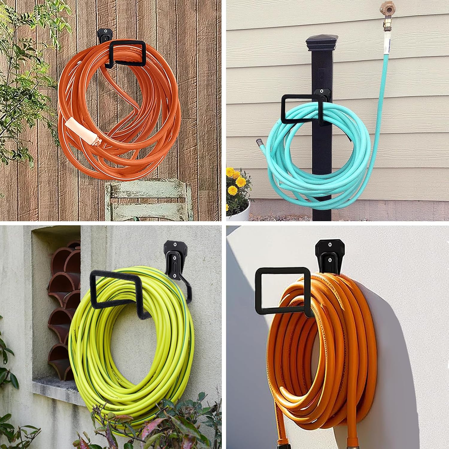 Heavy-Duty Garden Hose Holder - Rust-Resistant Wall-Mount Storage Rack, Durable and Easy Install for Outdoor/Indoor Hose Organization - Includes Screws, Space-Saving Solution for Yard, Garage & Garden FJORD