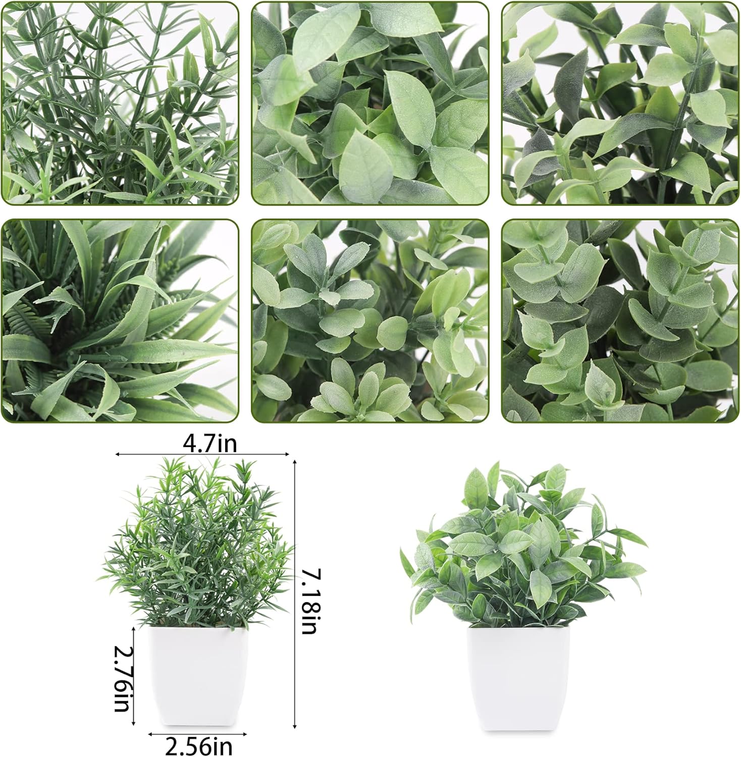6 Pack Small Artificial Plants | Faux Potted Plants for Indoor Decor FJORD