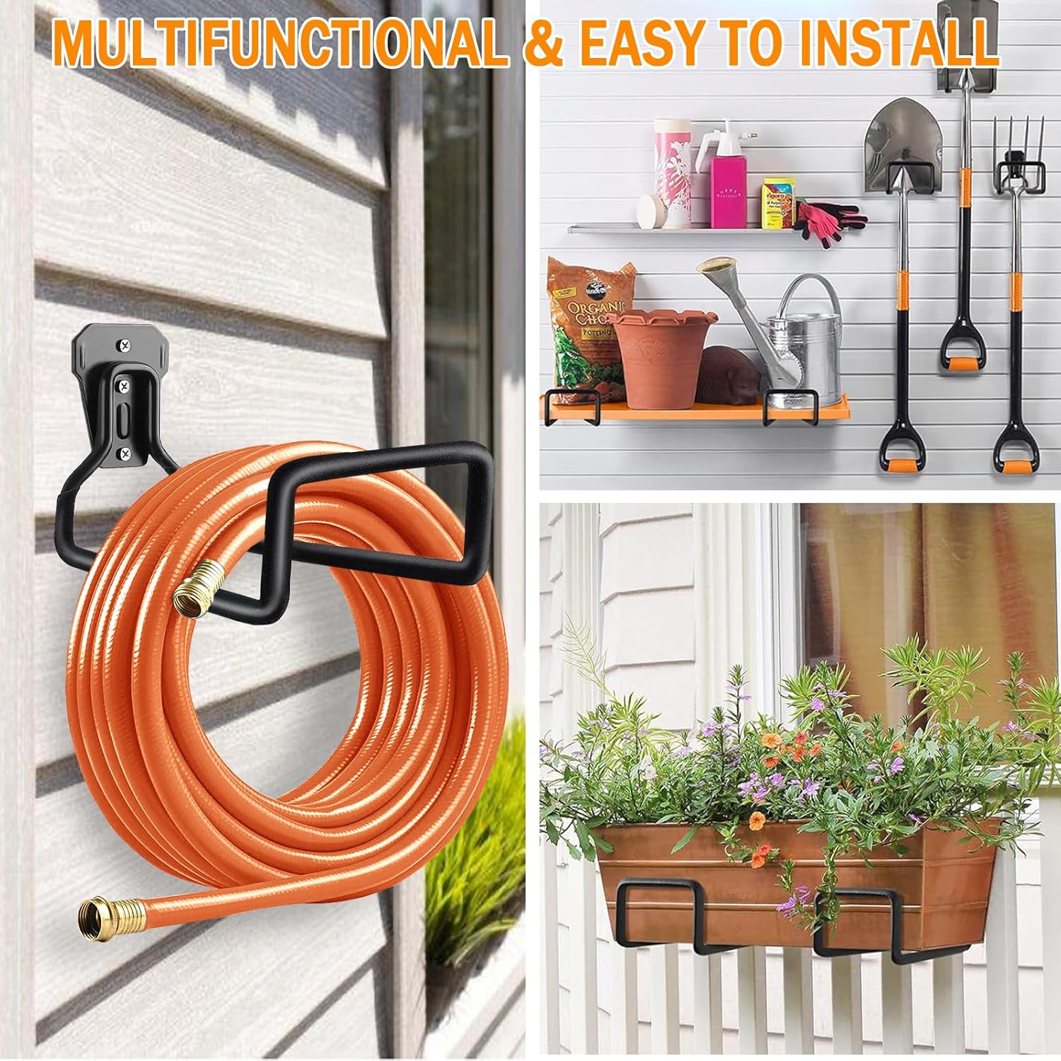 Heavy-Duty Garden Hose Holder - Rust-Resistant Wall-Mount Storage Rack, Durable and Easy Install for Outdoor/Indoor Hose Organization - Includes Screws, Space-Saving Solution for Yard, Garage & Garden FJORD