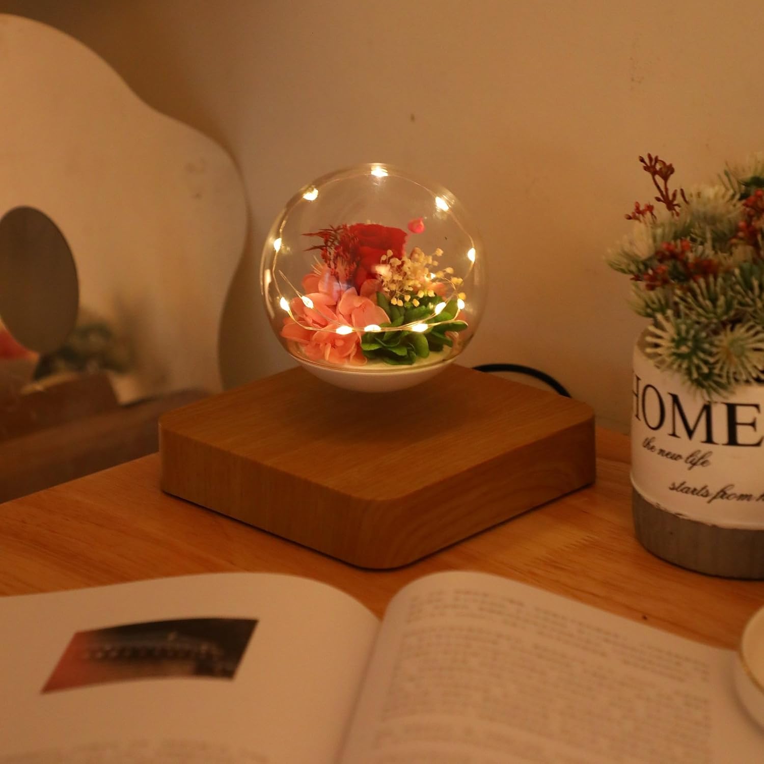 Magnetic Levitating Flower Lamp | Floating LED Rose Light FJORD