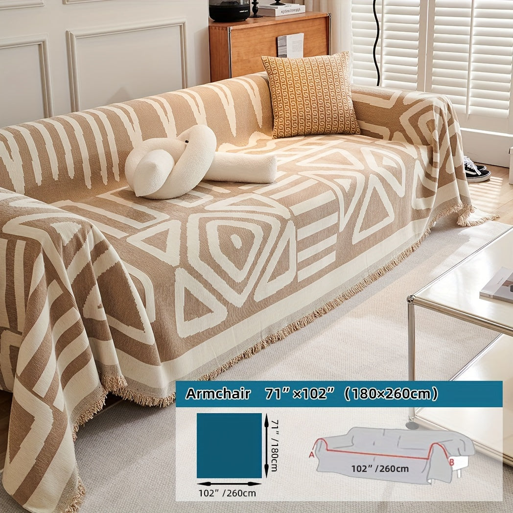 Boho Style Sofa Cover | Non-Slip Furniture Protector | Anti-Scratch, Anti-Dirt Couch Cover for Living Room and Bedroom