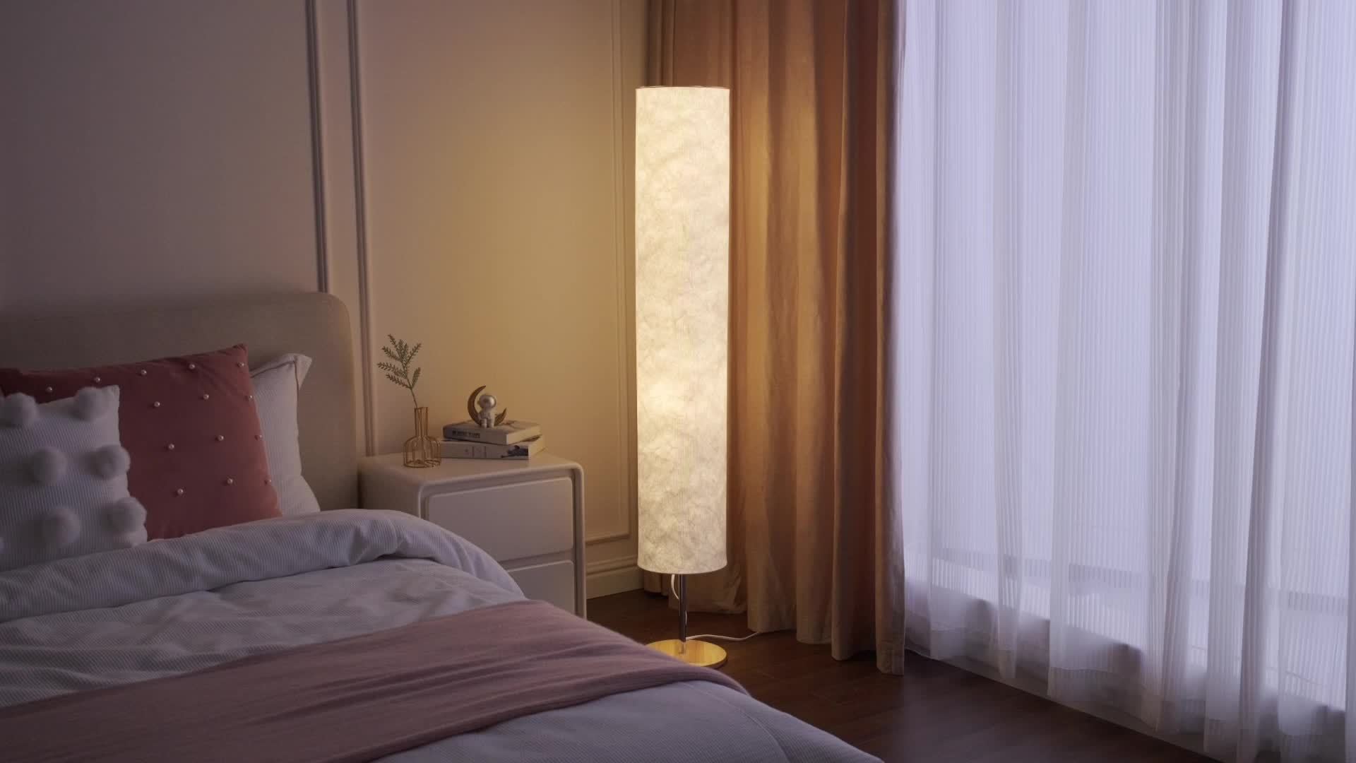 60" Soft Light Floor Lamp - Modern Minimalist USB LED, 3000K Warm Light, Slim Fabric Shade for Living Room & Bedroom, Energy-Efficient, Easy Assembly, Perfect Gift