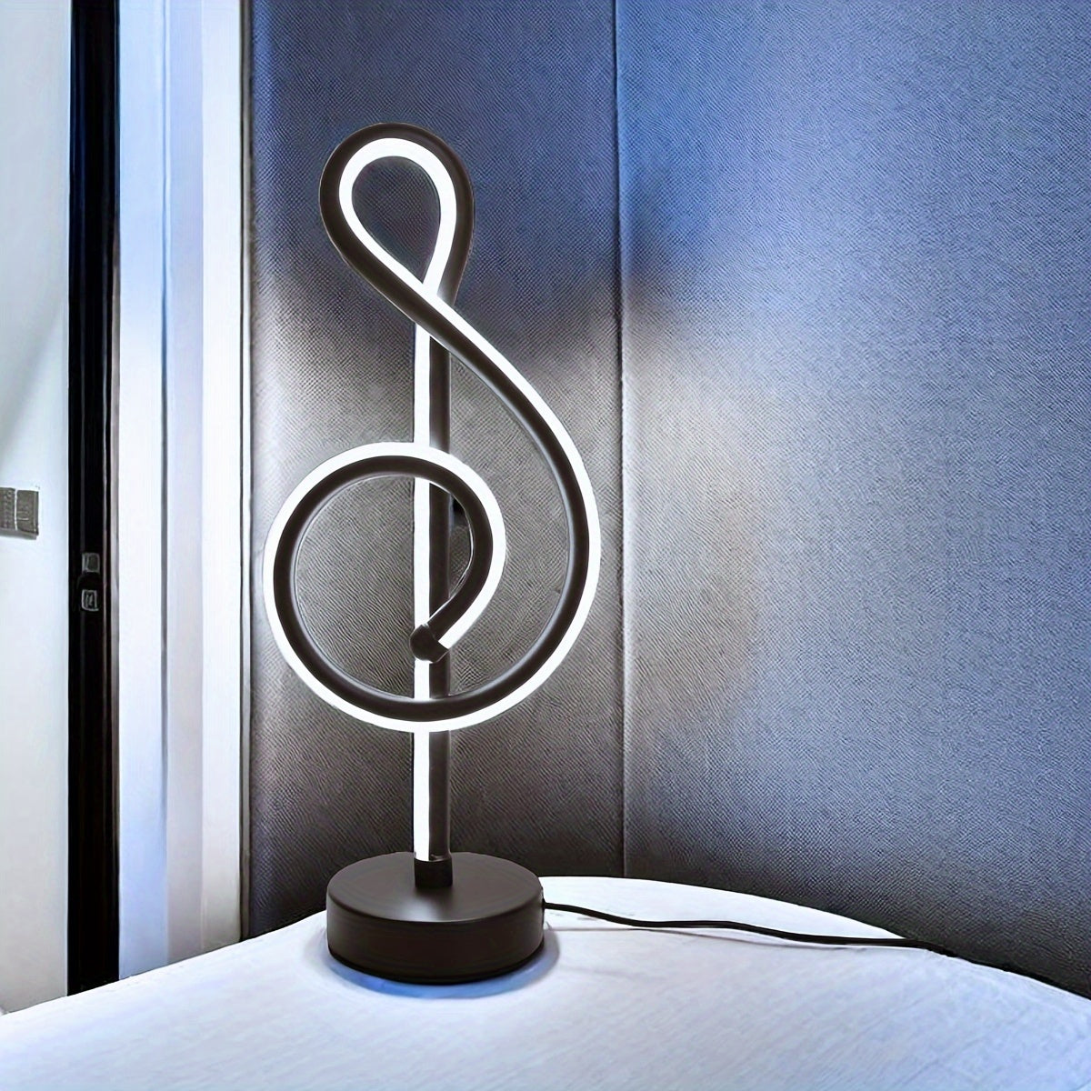 Modern Creative Treble Clef Table Lamp | Adjustable 3-Color LED Desk Light with USB Power | Nightlight for Bedroom, Living Room, Reading, Bar & Café FJORD