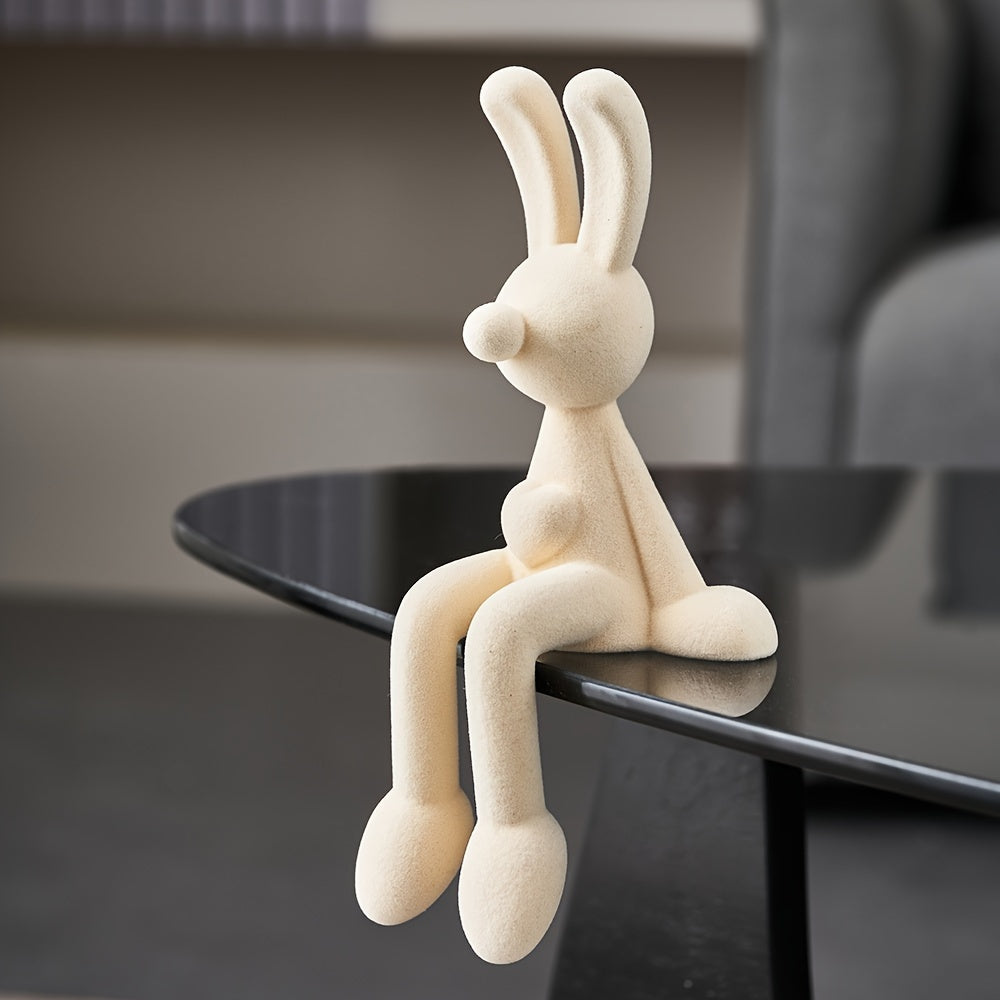 Abstract Sitting Rabbit Statue - Decorative Animal Sculpture for Desktop, Shelf, Living Room, or Office