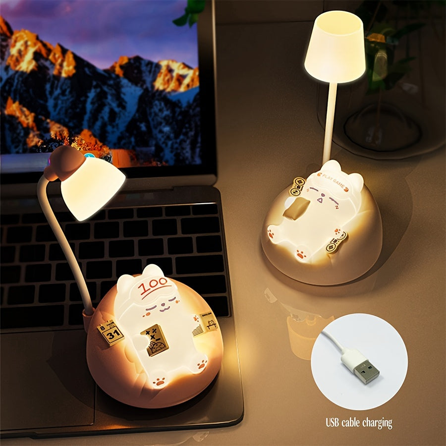 Soft Cat Night Light | 3 Brightness Levels | USB Rechargeable Table Lamp for Bedroom, Office & Dorm Decor FJORD