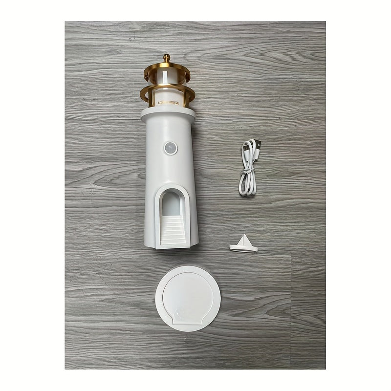 Lighthouse Night Light with Moon Projection, Bluetooth & Remote Control, USB Rechargeable, Ideal for Home Decor, Gift for Christmas & Birthdays FJORD