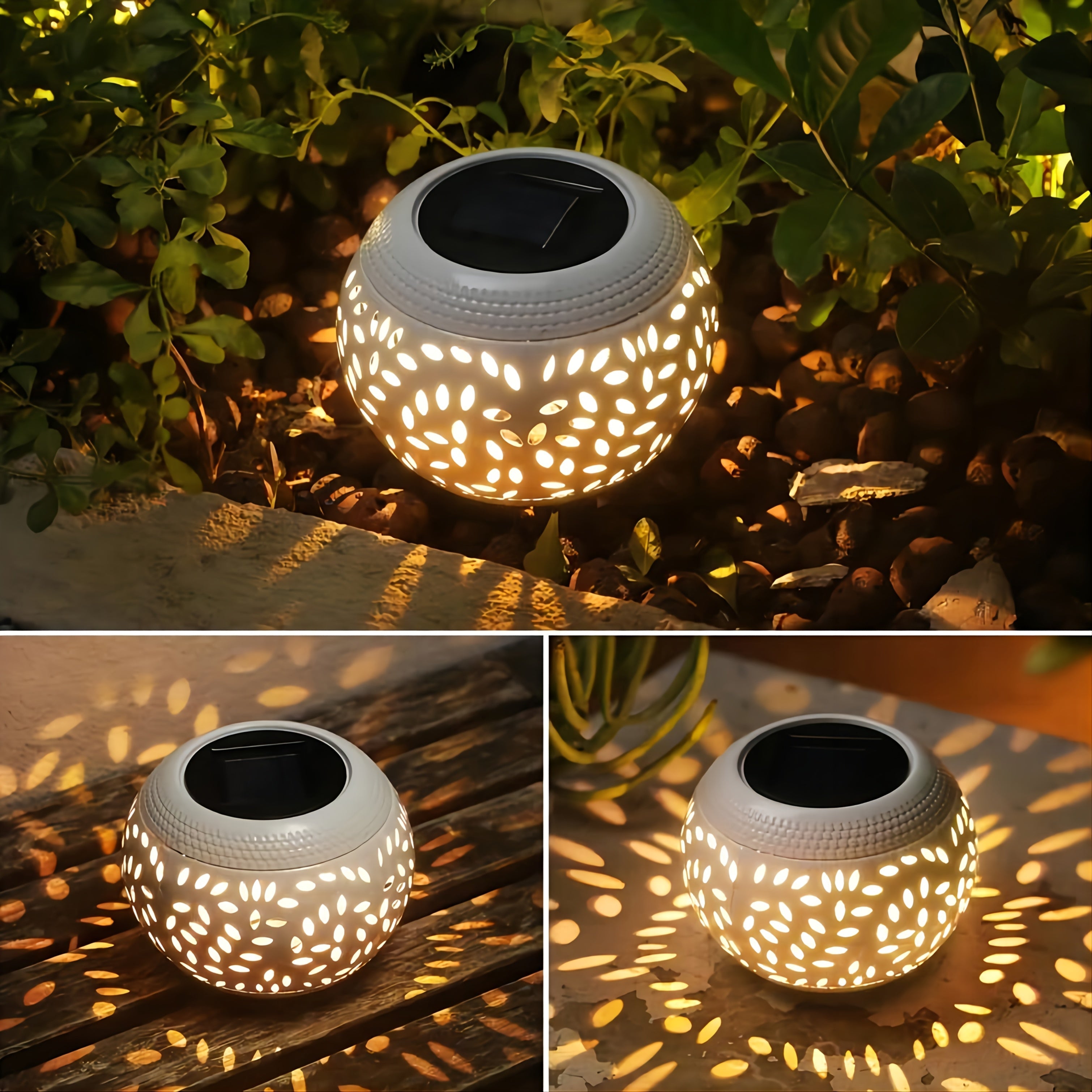 Solar Table Lantern with Flickering Flame - Waterproof LED Light, Auto On/Off, Decorative Metal Lamp for Outdoor, Patio, Garden, Desk, Yard FJORD