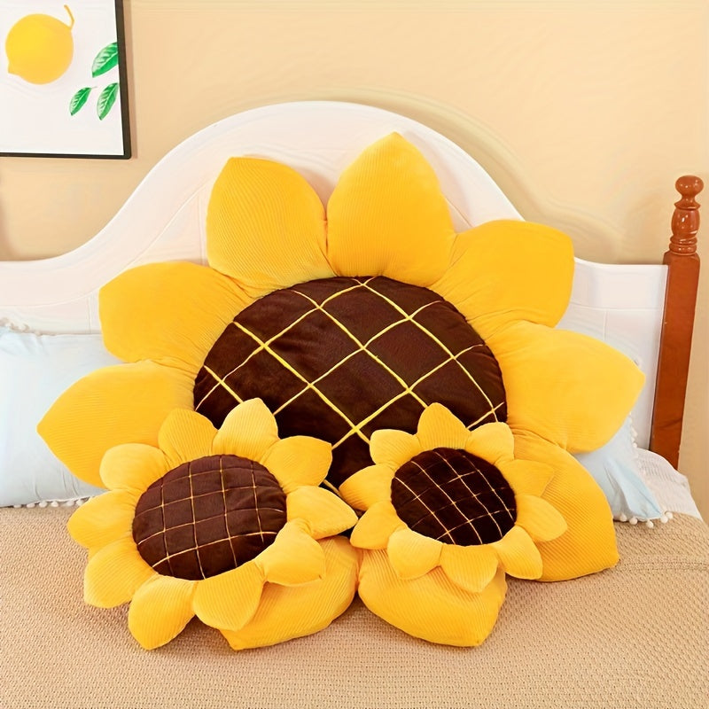 Yellow Sunflower Cushion – Soft Plush Floral Seat Pillow, Comfortable Throw & Lumbar Cushion for Home, Office, Bedroom, Car – Perfect Gift for Kids & Family