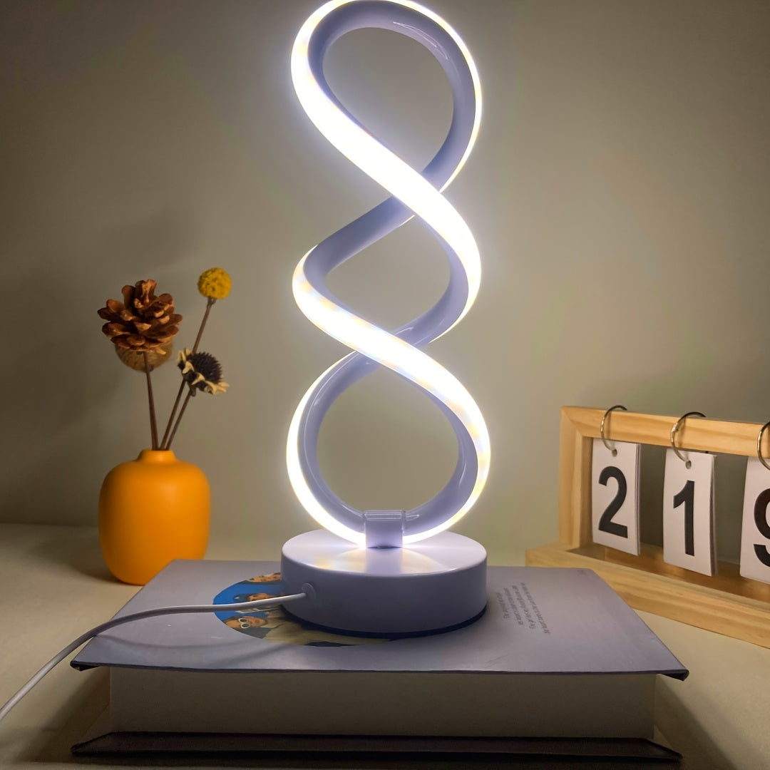 Modern Spiral LED Table Lamp, Dimmable Touch Control, 3200K Warm Light, Eye-Caring Design for Bedroom, Living Room, Office – Adjustable Brightness, Metal Base, Energy-Efficient FJORD