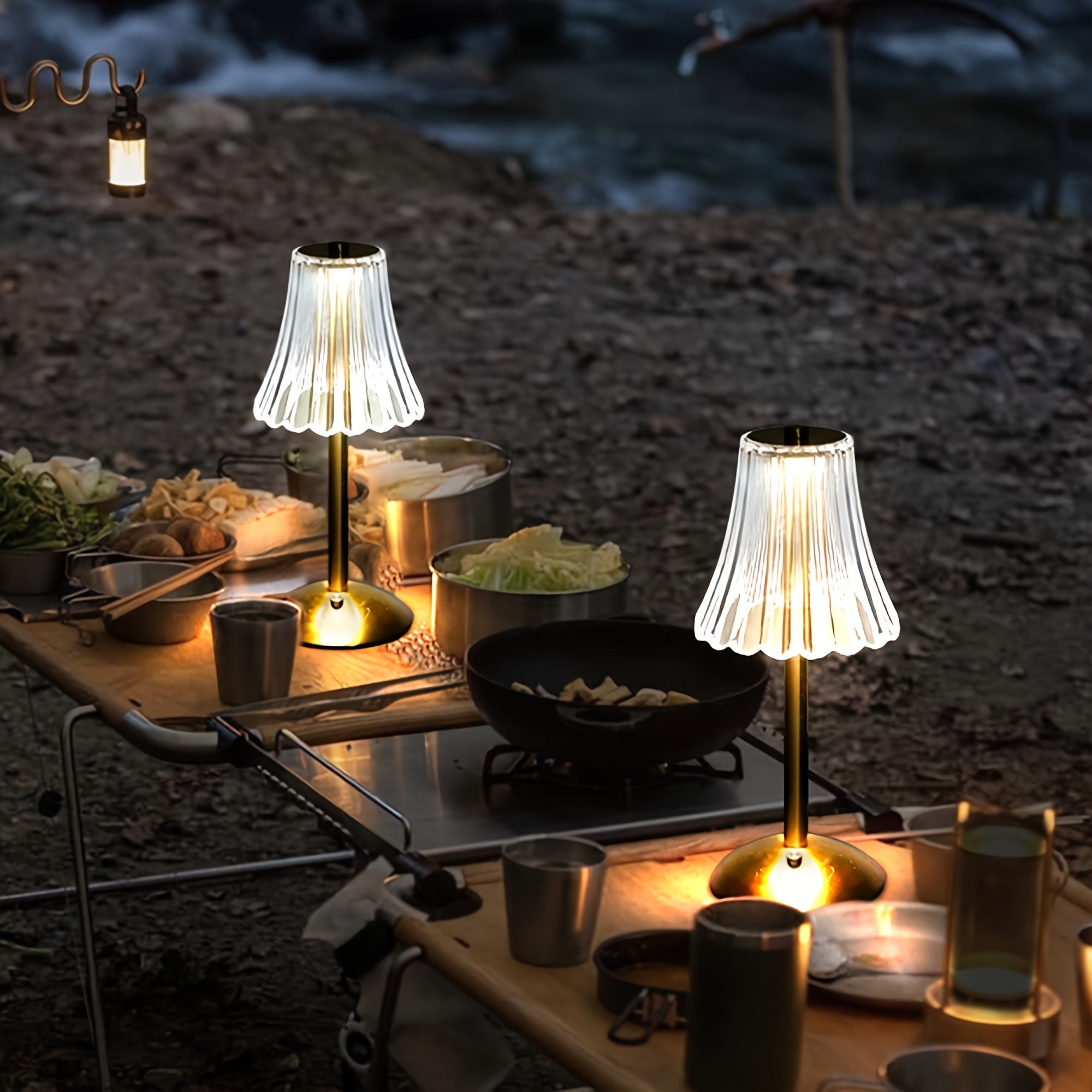 Modern LED Crystal Table Lamp - Touch Control, Tri-Tone Lighting, Rechargeable Battery FJORD