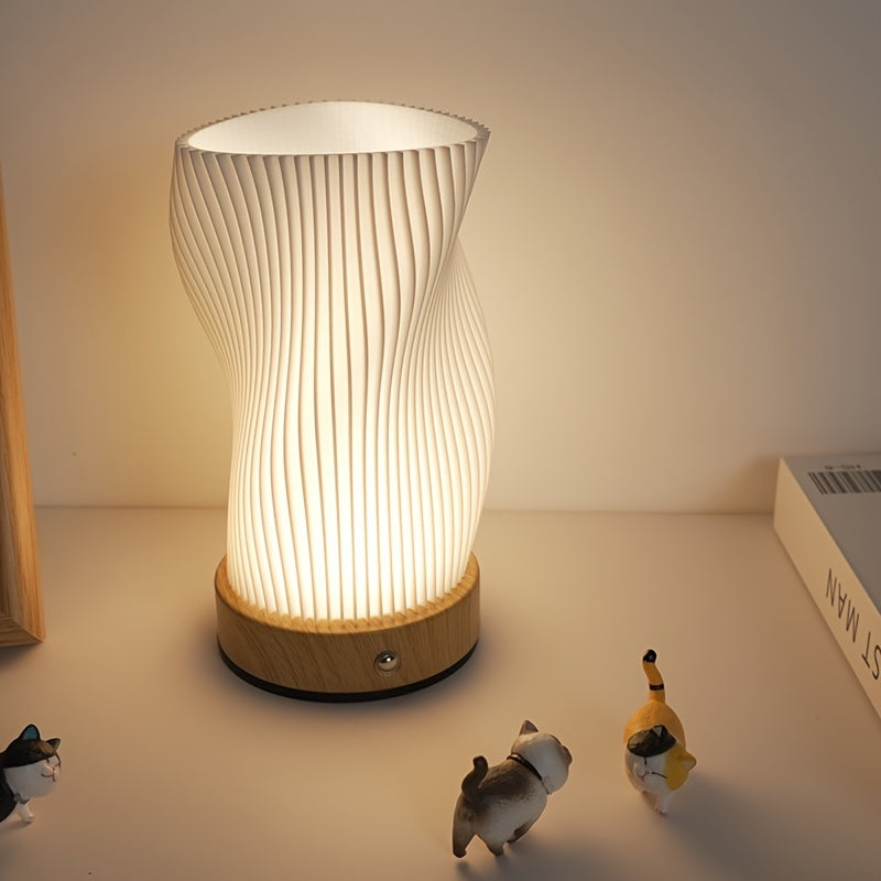 Modern Striped Desk Lamp - Touch Dimming, USB Charging, Battery Powered FJORD