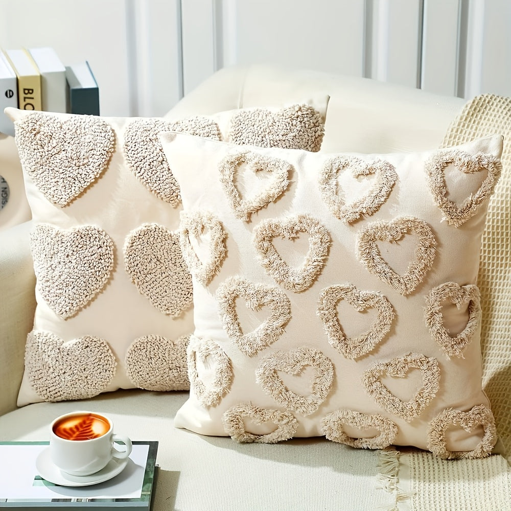 Heart-Shaped Throw Pillow Covers | 45.72x45.72 cm | Zippered Polyester Cushion Cases for Sofa & Living Room Decor | Perfect for Valentine's Day & Halloween