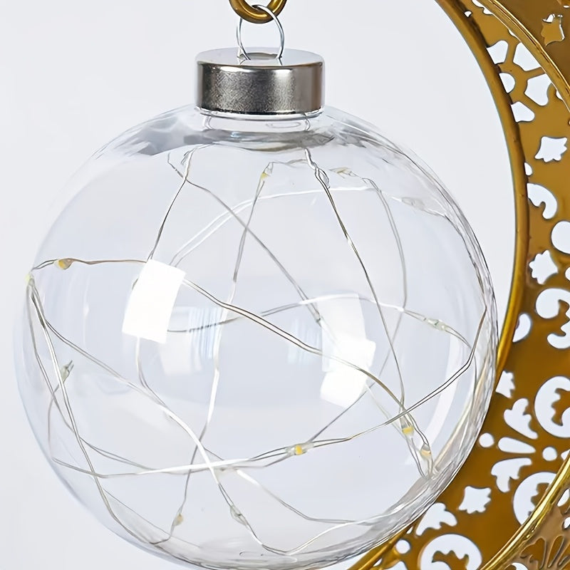 LED Star & Moon Lamp | Battery-Powered Yellow Light | Festive Bedroom Ambiance & Decor FJORD