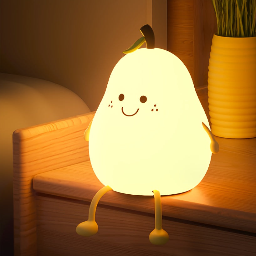 Rechargeable Pear LED Night Light – Touch Control, Color Changing, Silicone Baby Lamp, Timer & Adjustable Brightness, Cute Gift for Kids & Nursery FJORD