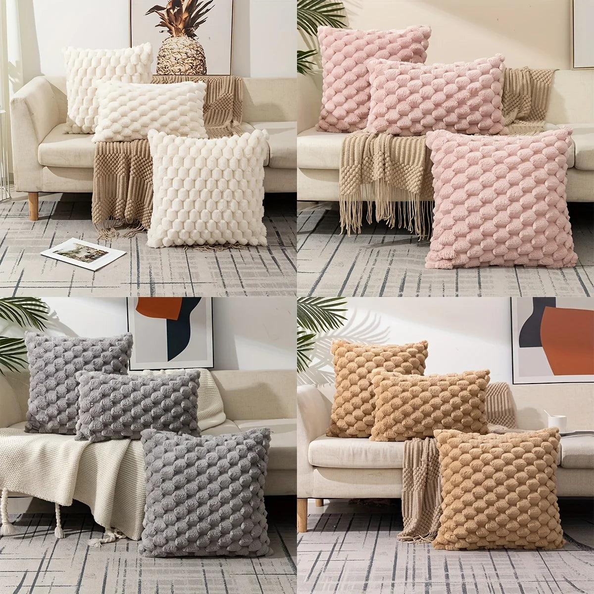 Cozy Knit Decorative Pillow Covers | Soft Modern Cushion Cases for Living Room Sofa | Stylish Throw Pillows