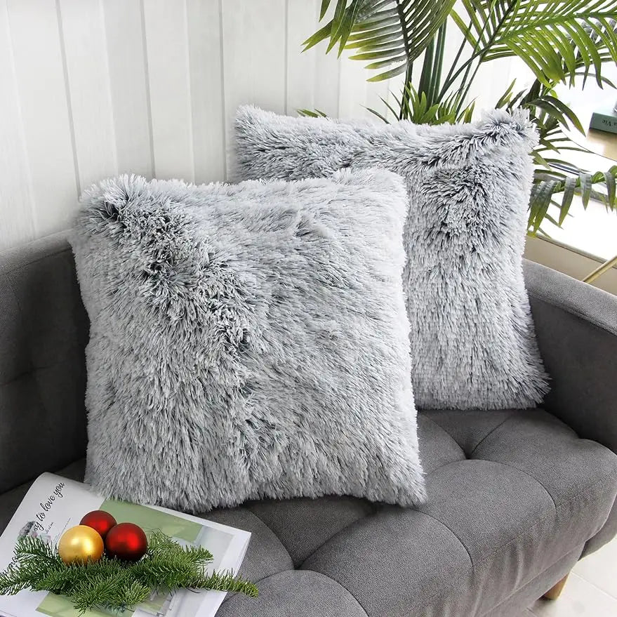 Luxury Faux Fur Throw Pillow Cover | Super Soft Fluffy Cushion Case 45x45 CM for Sofa & Bed | Stylish Home Decor