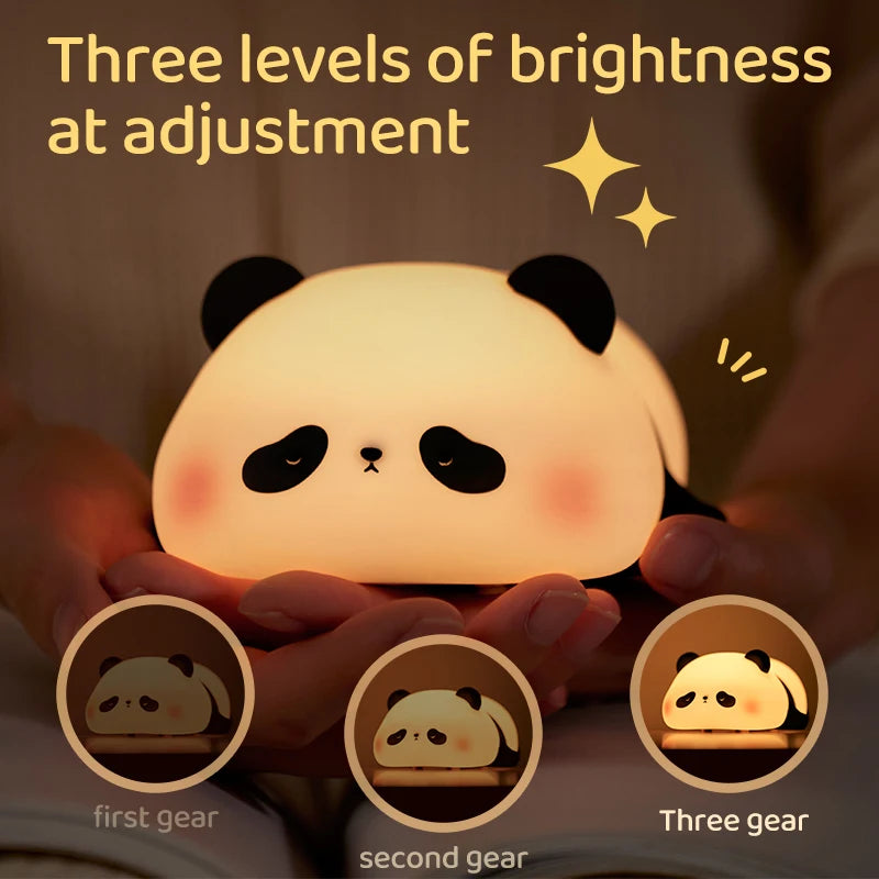 Panda LED Night Light | Cute Silicone Night Light USB Rechargeable Touch Night Lamp Bedroom