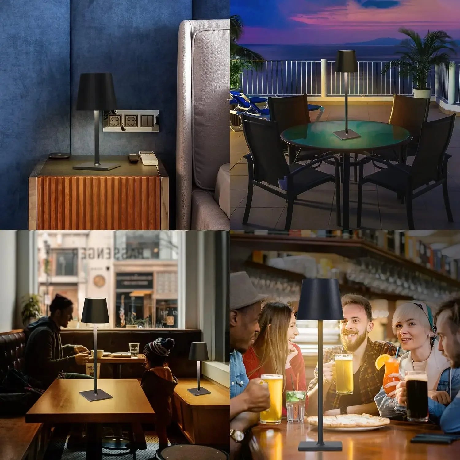USB Rechargeable LED Desk Lamp - Black | Waterproof Wireless Touch Table Lamp for Hotel, Restaurant & Bedroom Ambiance FJORD.