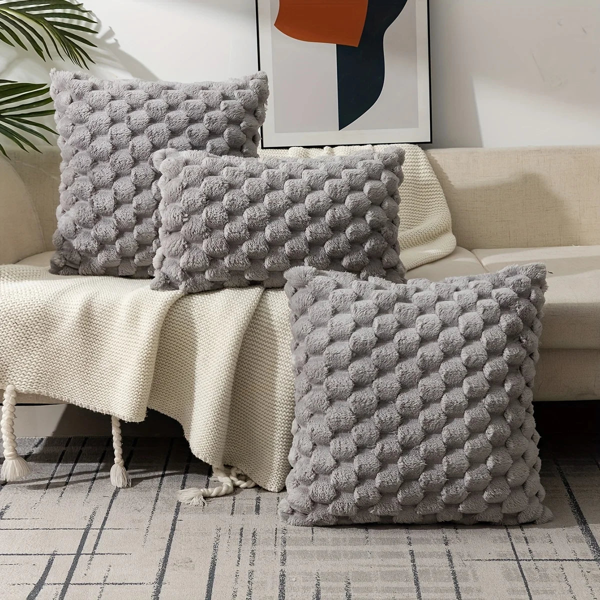 Cozy Knit Decorative Pillow Covers | Soft Modern Cushion Cases for Living Room Sofa | Stylish Throw Pillows