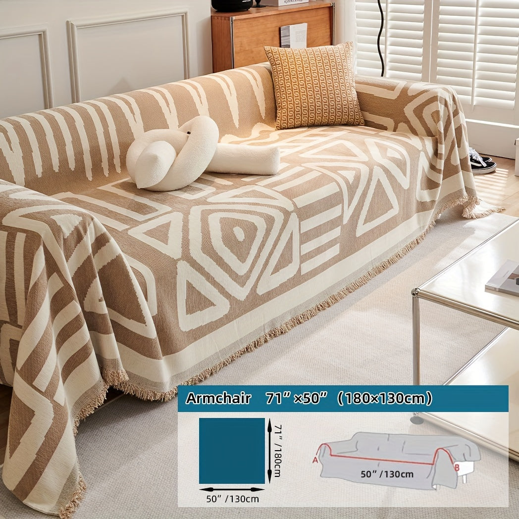 Boho Style Sofa Cover | Non-Slip Furniture Protector | Anti-Scratch, Anti-Dirt Couch Cover for Living Room and Bedroom