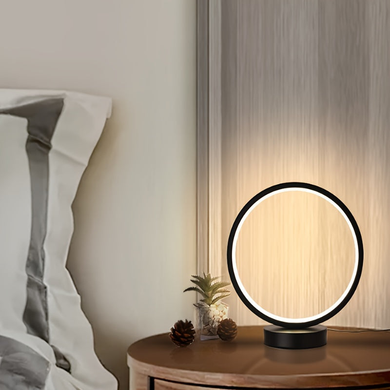 Nordic Vintage Bedside Table Lamp | USB-Powered Round LED Desk Light | Matte Finish, Metal & Plastic, Switch Control - Black/White FJORD
