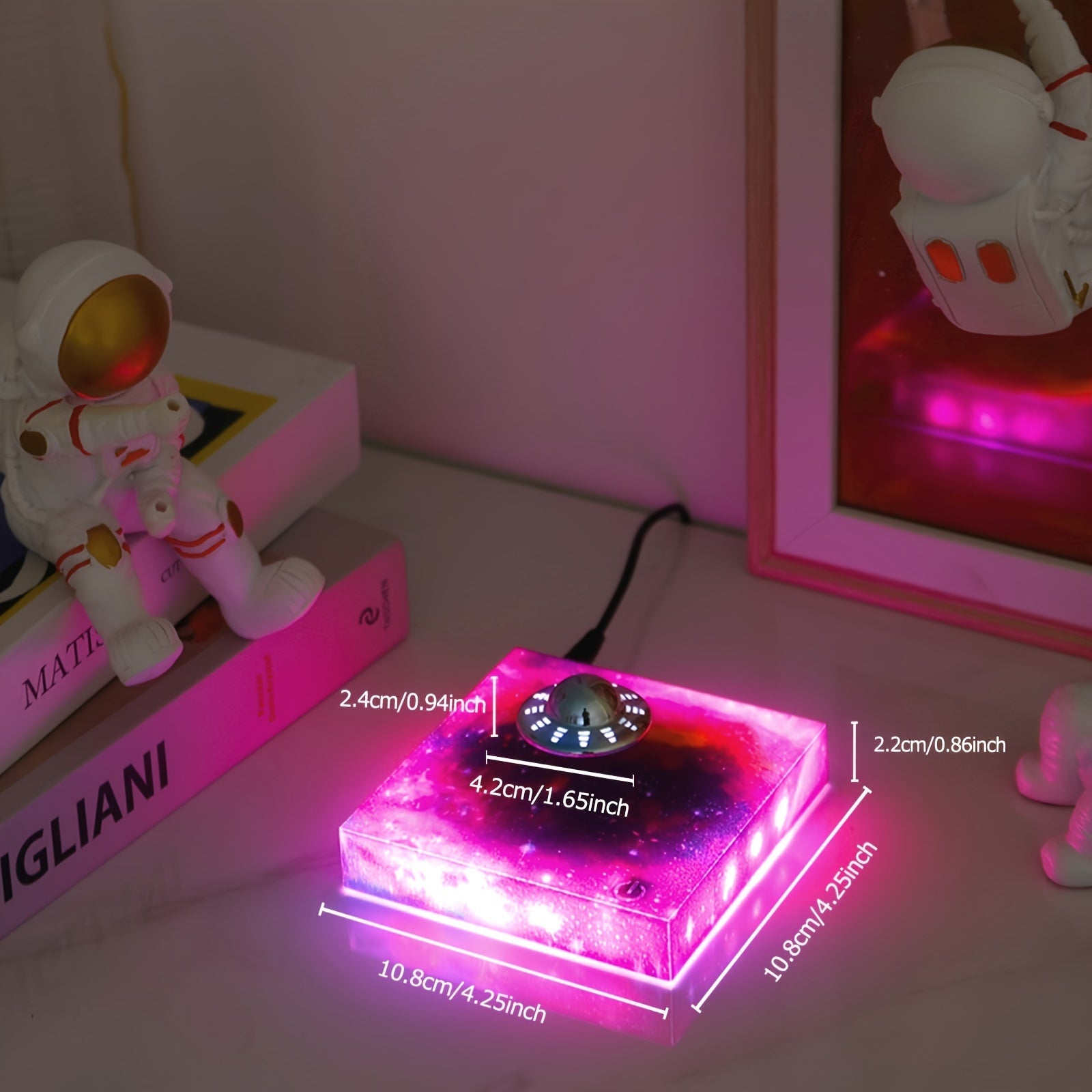 Magnetic Levitating UFO Lamp – Rotating LED Lights with RGB Galaxy Base, Touch Control, Unique Floating Desk & Room Decor – Ideal Gift for Christmas & Office FJORD