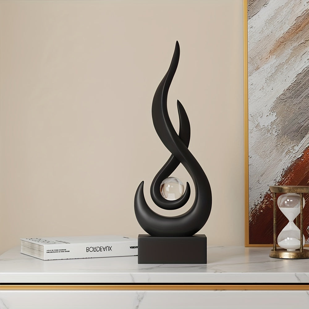 Abstract Flame Resin Sculpture - Modern Art Centerpiece for Dining Room, Living Room & Office Tabletop Decor