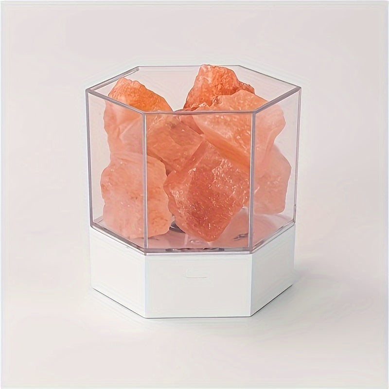 Himalayan Salt Stone Lamp - Romantic LED Bedside Lamp with Aromatherapy, USB Plug Night Light for Bedroom & Meditation FJORD