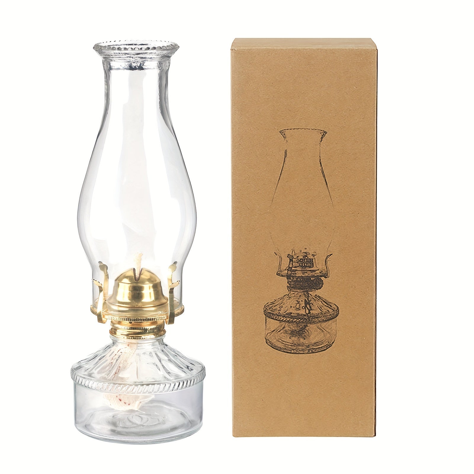 Vintage Glass Kerosene Lantern | 380ml Large Capacity Oil Lamp for Cozy Indoor Lighting - Amanigo FJORD