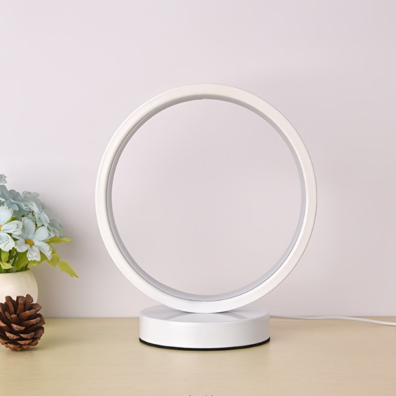 Nordic Vintage Bedside Table Lamp | USB-Powered Round LED Desk Light | Matte Finish, Metal & Plastic, Switch Control - Black/White FJORD
