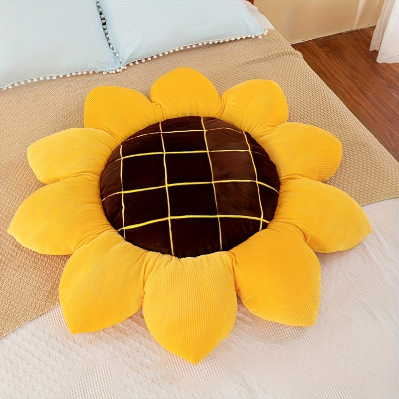 Yellow Sunflower Cushion – Soft Plush Floral Seat Pillow, Comfortable Throw & Lumbar Cushion for Home, Office, Bedroom, Car – Perfect Gift for Kids & Family