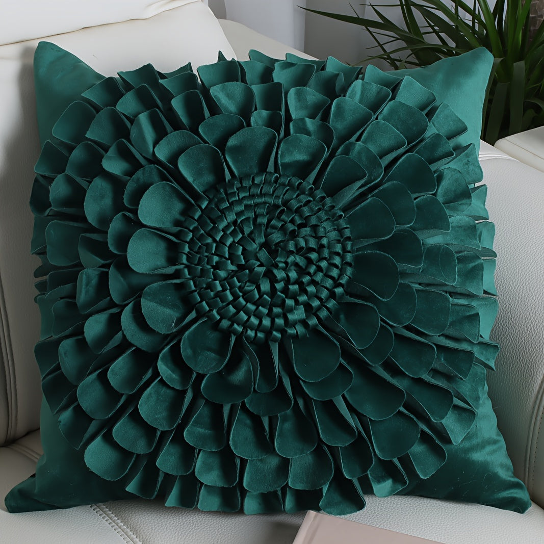 3D Flower Throw Pillow Cover – 18x18 Square, Soft & Washable Polyester, Decorative Cushion for Sofa, Bed, & Living Room – Multi-Color Options