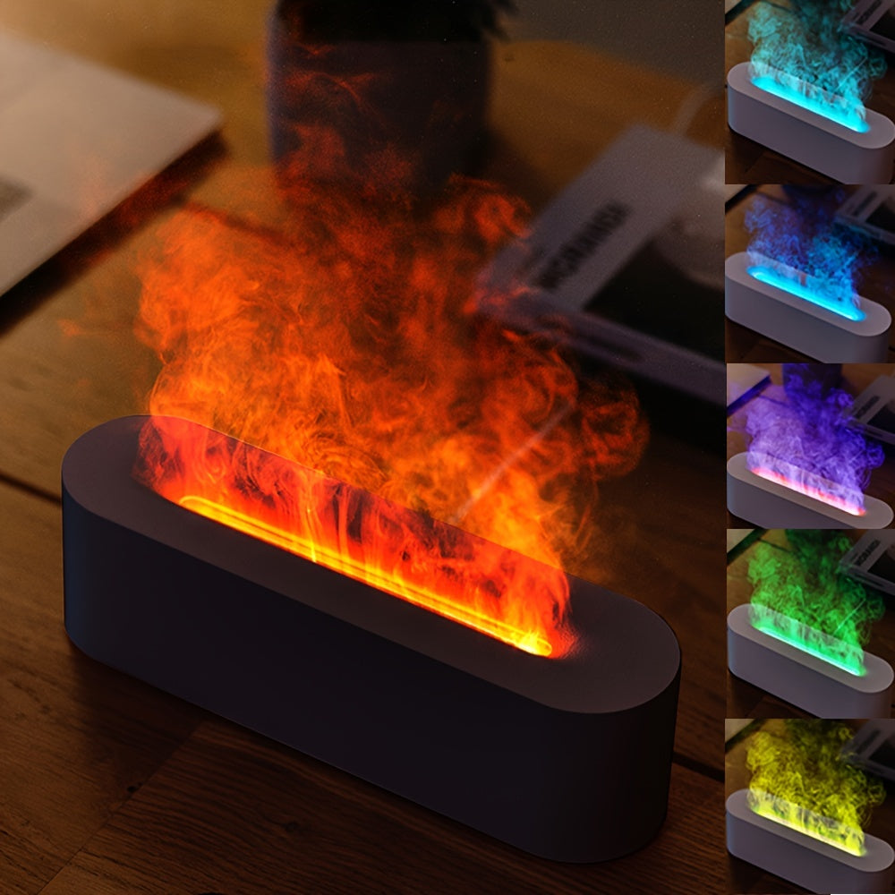 USB-Powered Aromatherapy Lamp with Flame Effect - 150ml RGB Humidifier, Adjustable Lighting for Bedroom & Office Decor FJORD