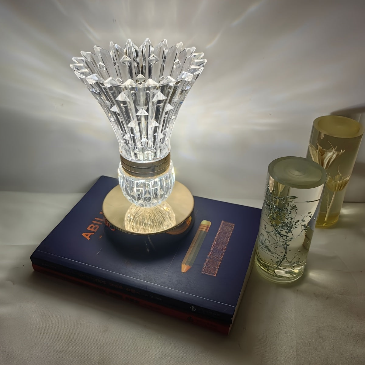 DIY Vase Table Lamp, LED Rechargeable Touch Dimmable Flower Lamp, USB Night Light for Bedroom, Living Room & Office Decor FJORD