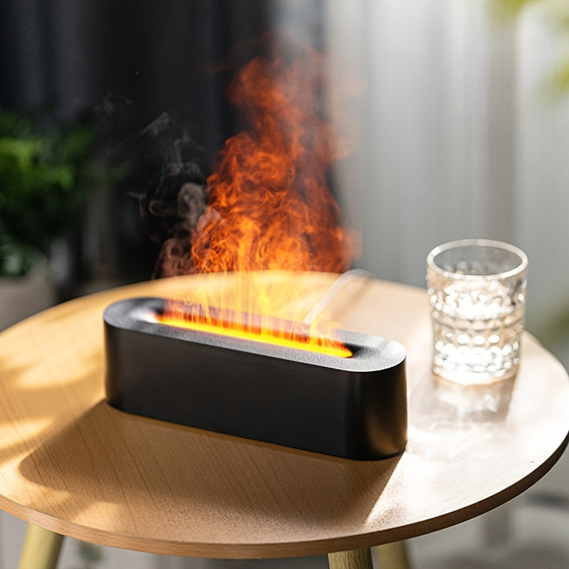 USB-Powered Aromatherapy Lamp with Flame Effect - 150ml RGB Humidifier, Adjustable Lighting for Bedroom & Office Decor FJORD