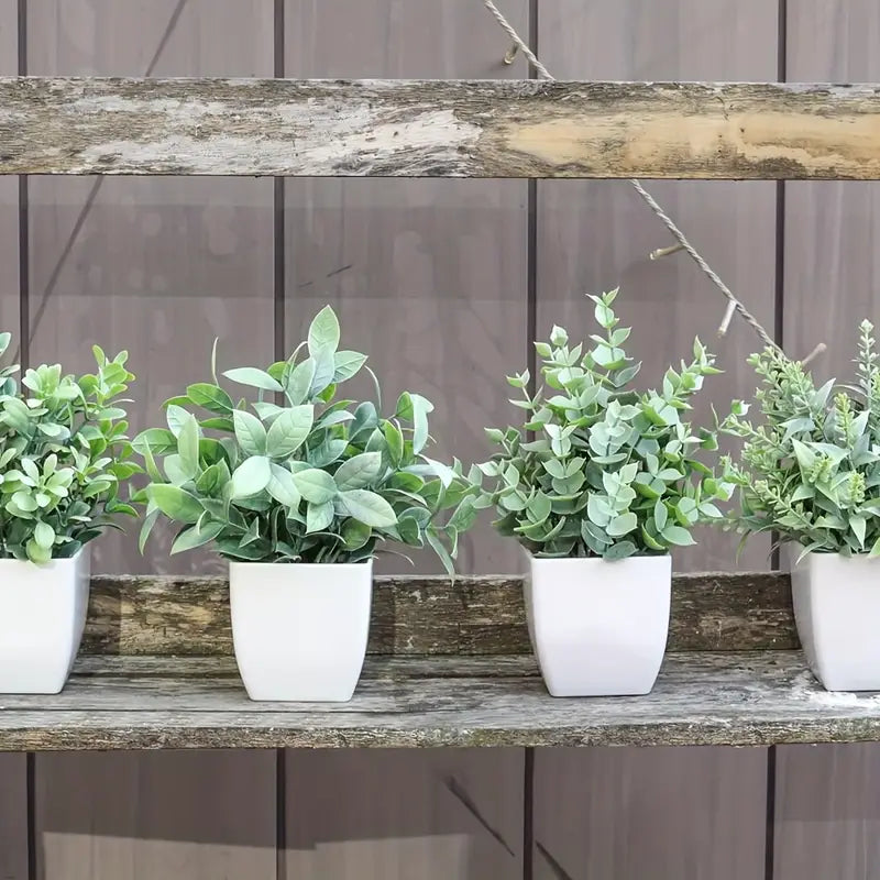 6 Pack Small Artificial Plants | Faux Potted Plants for Indoor Decor FJORD