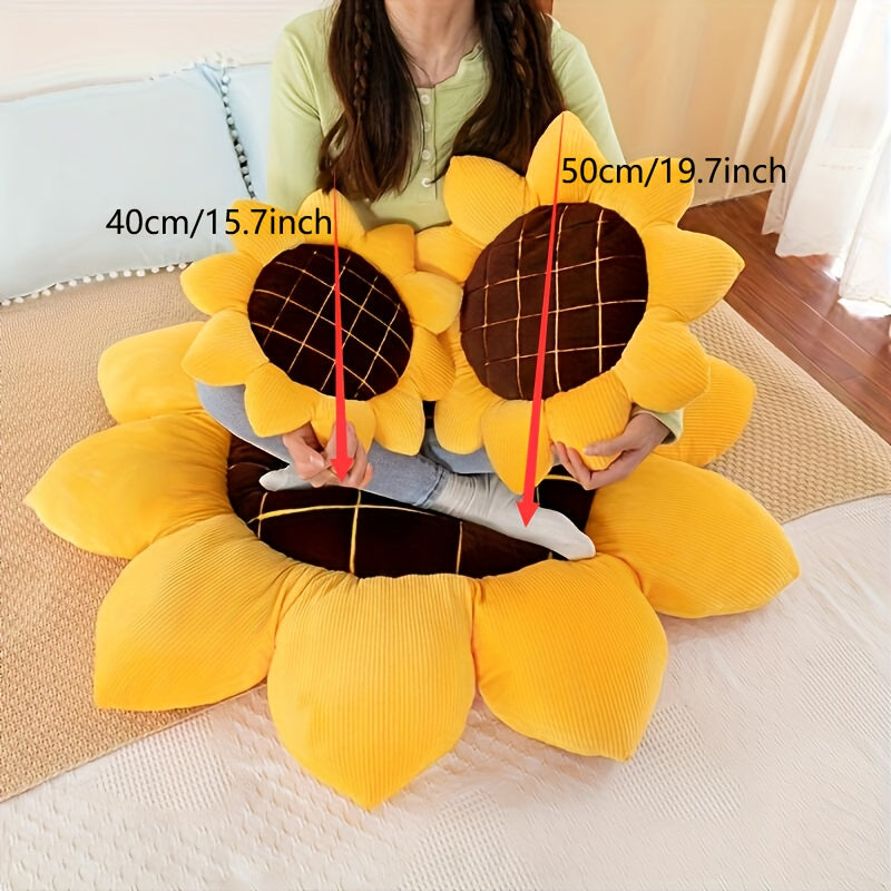 Yellow Sunflower Cushion – Soft Plush Floral Seat Pillow, Comfortable Throw & Lumbar Cushion for Home, Office, Bedroom, Car – Perfect Gift for Kids & Family