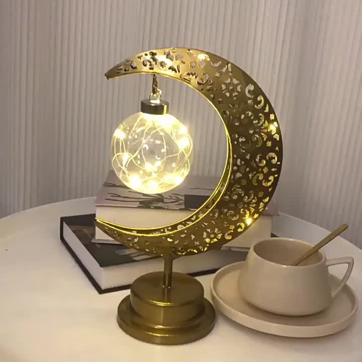 LED Star & Moon Lamp | Battery-Powered Yellow Light | Festive Bedroom Ambiance & Decor FJORD
